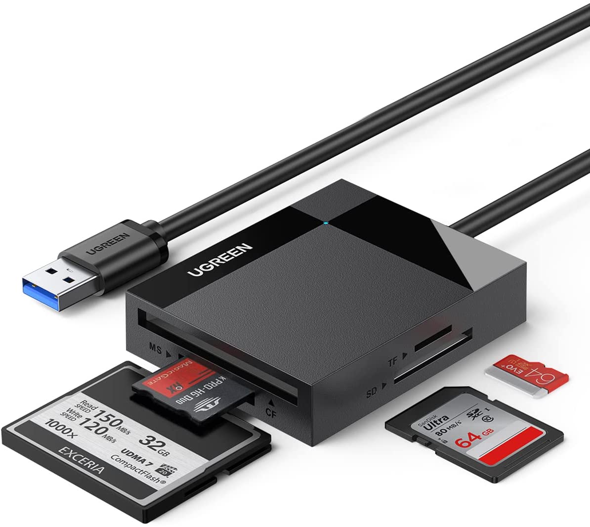 Lecteur de carte SD, adaptateur de carte mémoire USB 3.0 portable 2  emplacements pour TF, SD, Micro SD, SDXC, SDHC, MMC, compatible avec  Windows/Mac/OS, etc. 
