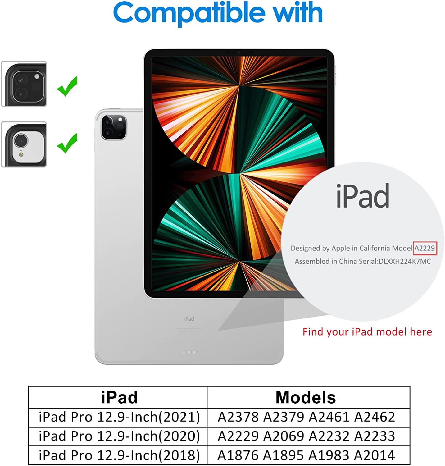 Écran iPad Pro 12.9 (3ème Gen.) / 12.9 (4ème Gen.) Noir
