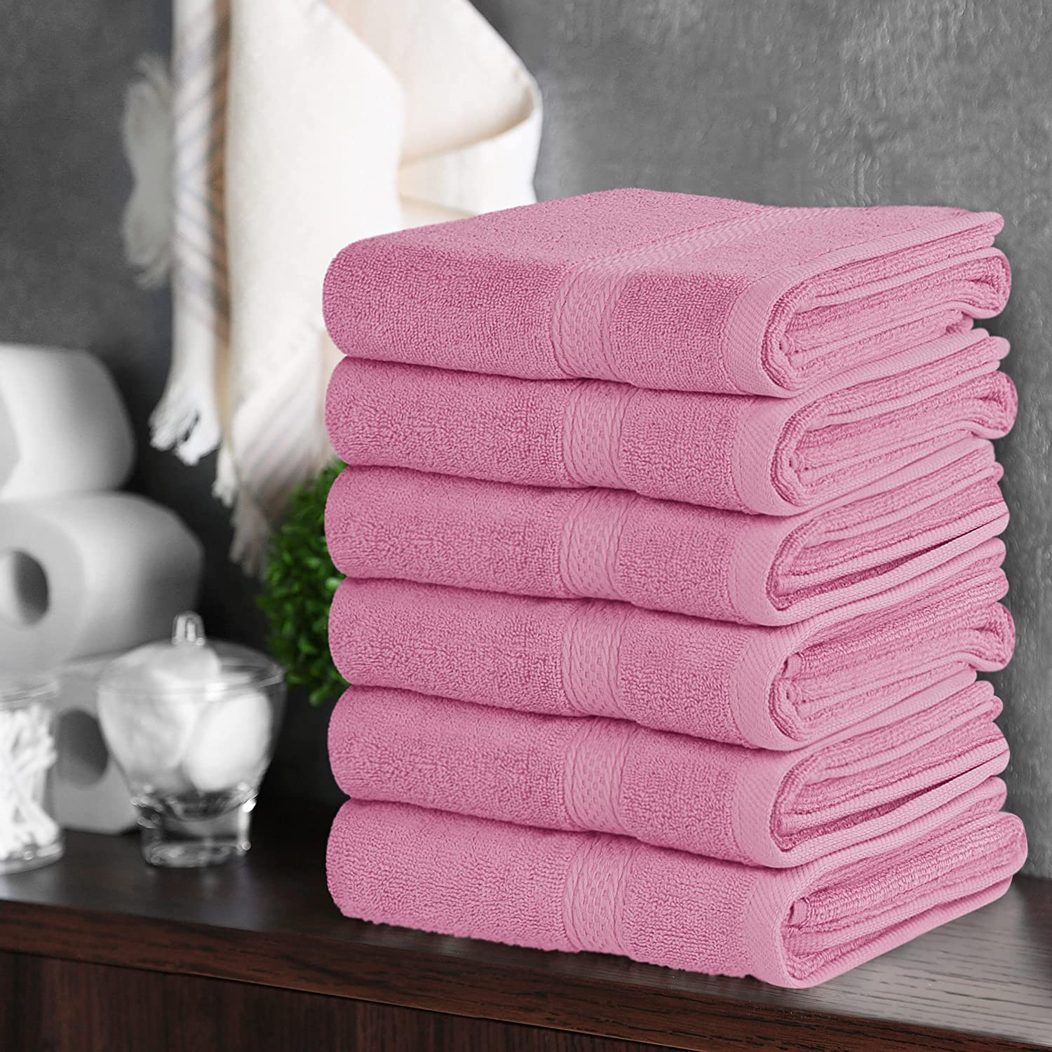 Lot de 6 serviettes Utopia en coton 600 g par m² rose 6