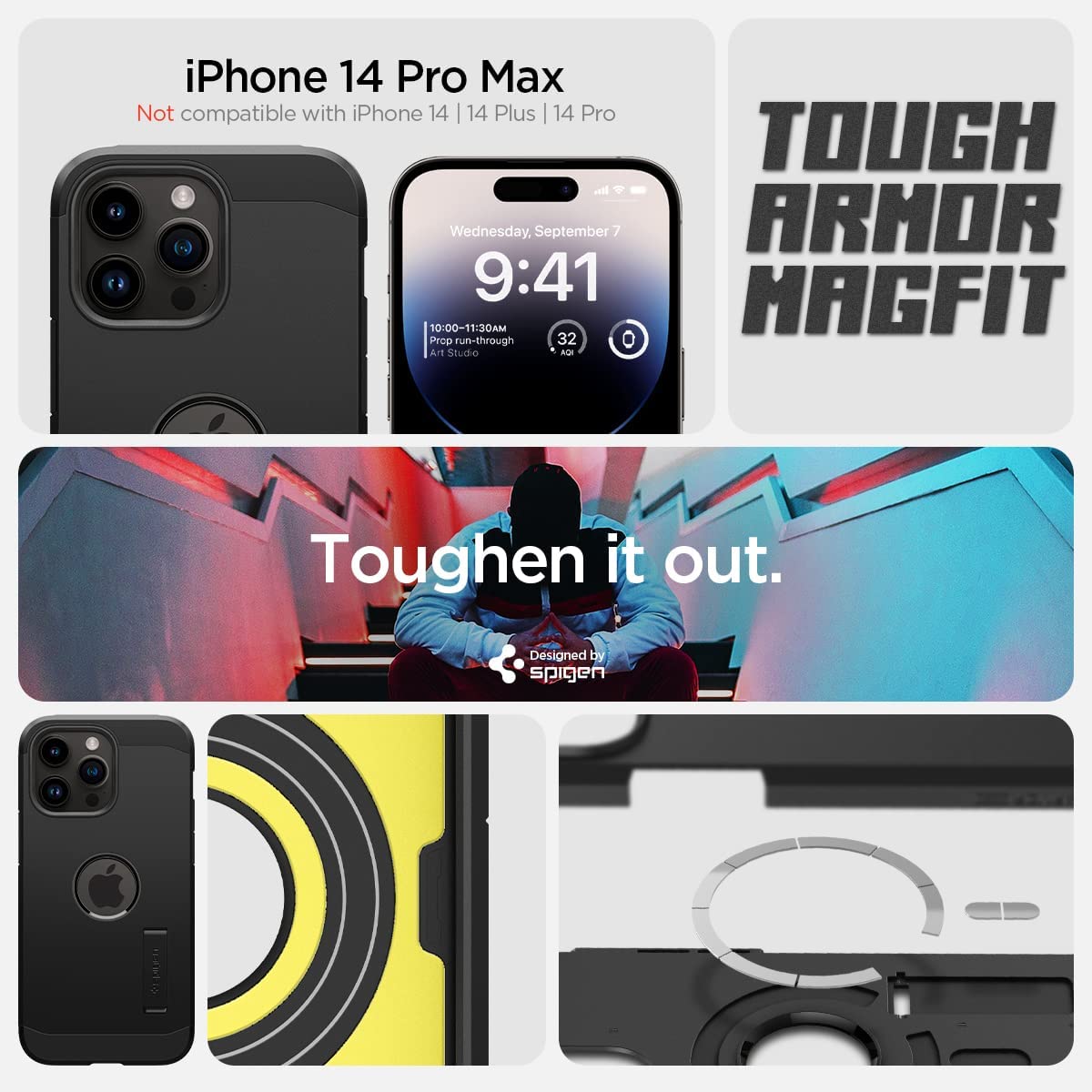 Spigen Tough Armor Magfit Coque pour iPhone 14 -Pro -Max -MagSafe – Noir4.jpg