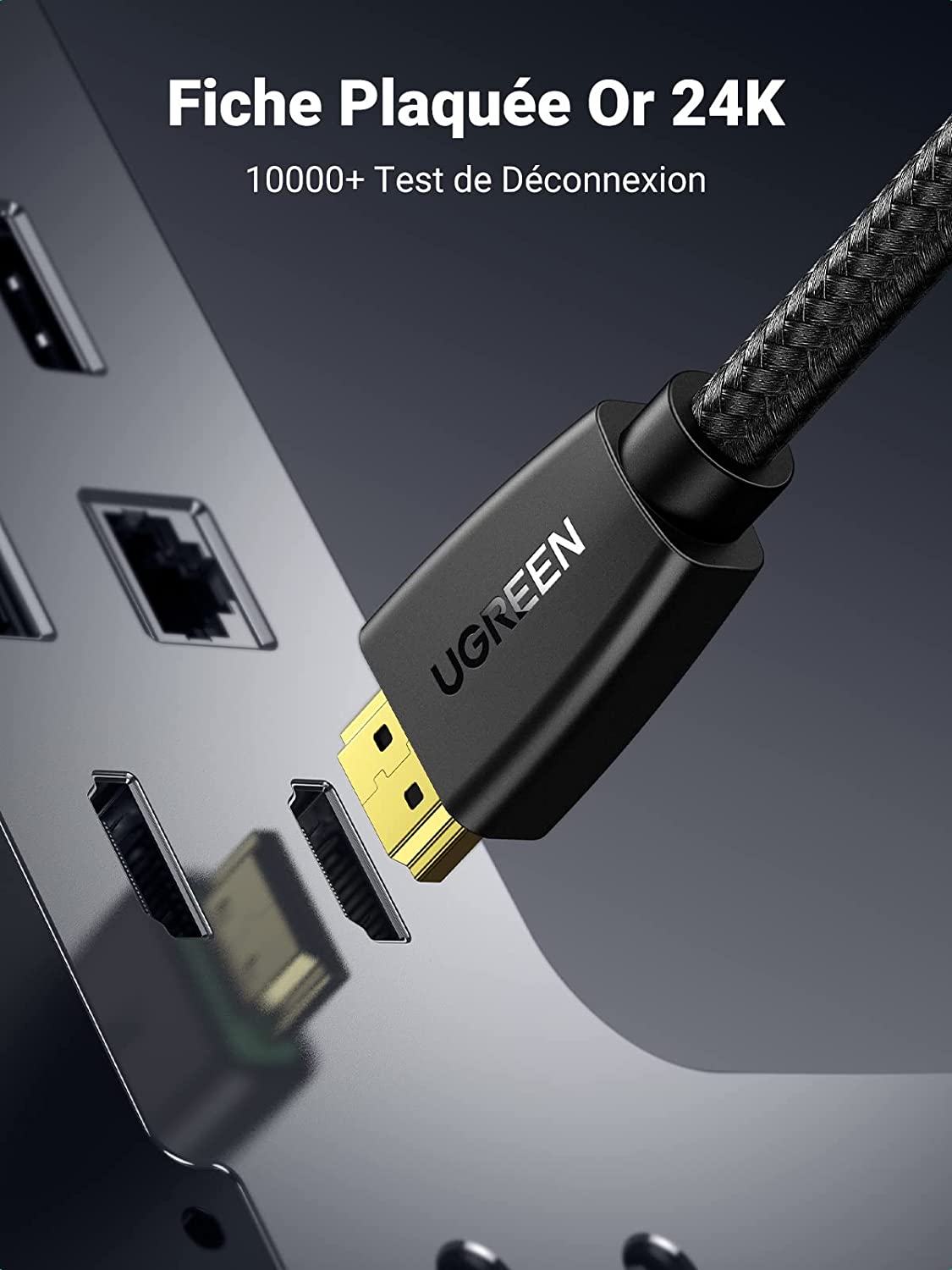 UGREEN Câble HDMI 4K Ultra HD Cordon HDMI 2.0 Haute Vitesse par Ethernet en Nylon Tressé Supporte 3D HDR Retour Audio – 2