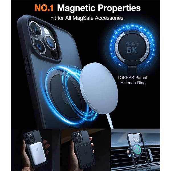 Coque Torras UPRO Ostand Magnétique pour iPhone 15 Pro – Compatibilité Totale avec Accessoires Magsafe