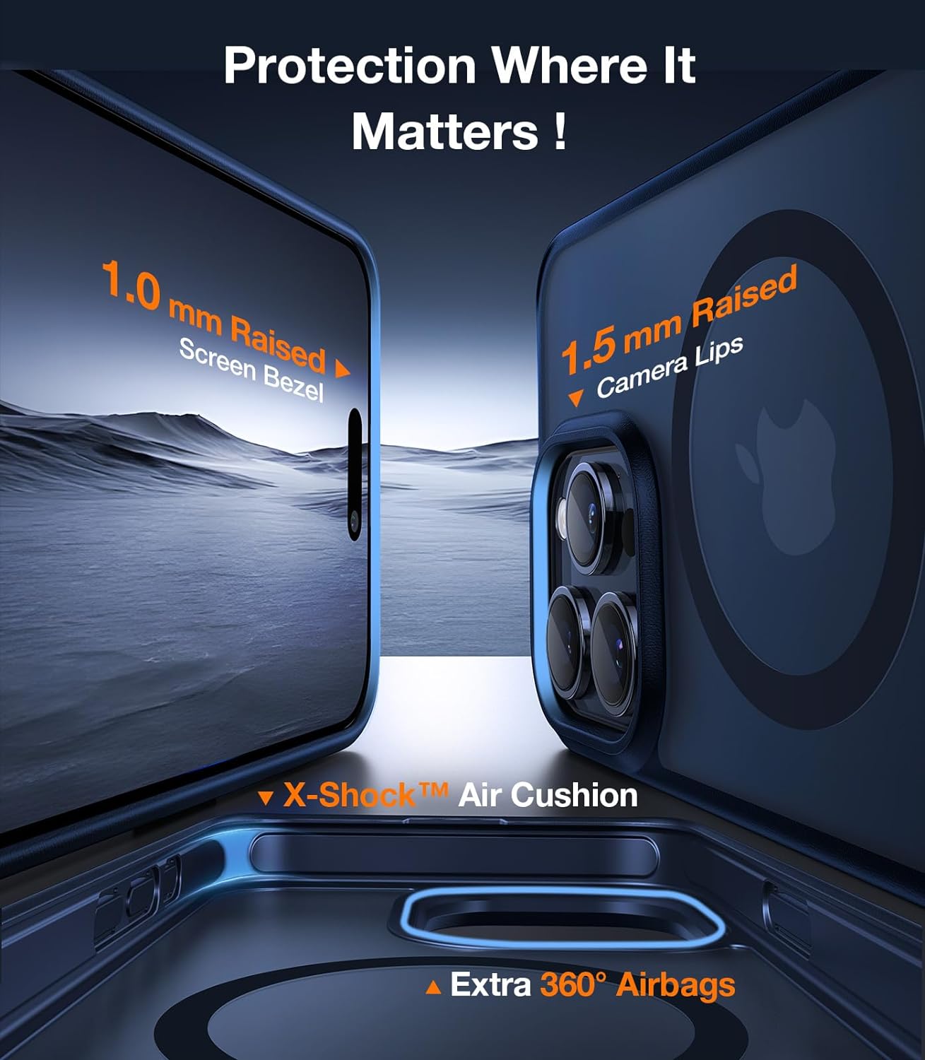Coque magnétique pour iPhone 15 Pro, avec MagSafe et béquille intégrée – Torras Pstand – Bleue Marine 5