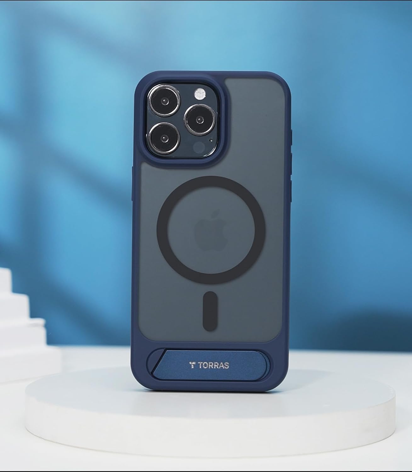 Coque magnétique pour iPhone 15 Pro, avec MagSafe et béquille intégrée – Torras Pstand – Bleue Marine 7