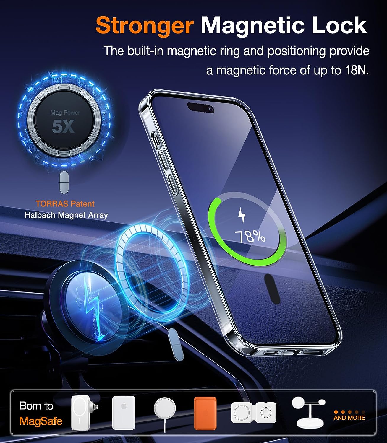 Verrouillage Magnétique Puissant avec Coque Torras Pstand pour iPhone 15 Pro