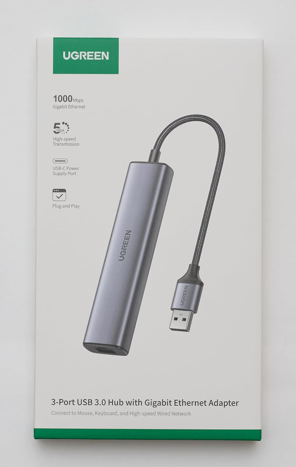 Adaptateur (Hub) USB 3.0 vers 3 Ports USB 3.0, RJ45 Réseau LAN Gigabit 1000Mbps et 1 port USB-C – UGREEN 7