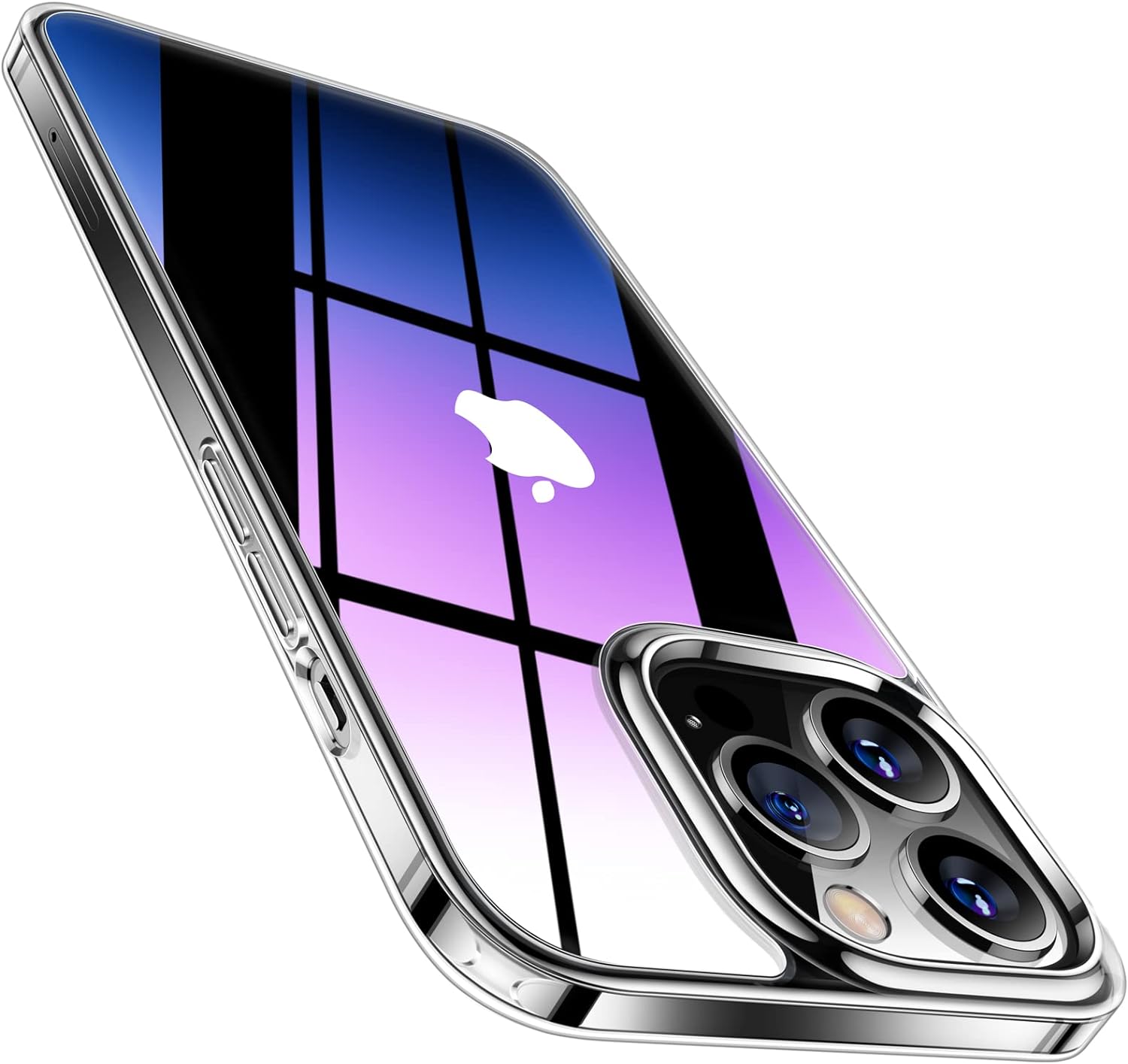 Coque transparente Torras Diamond Clear pour iPhone 15 Pro Max – Vue Arrière Inclinée
