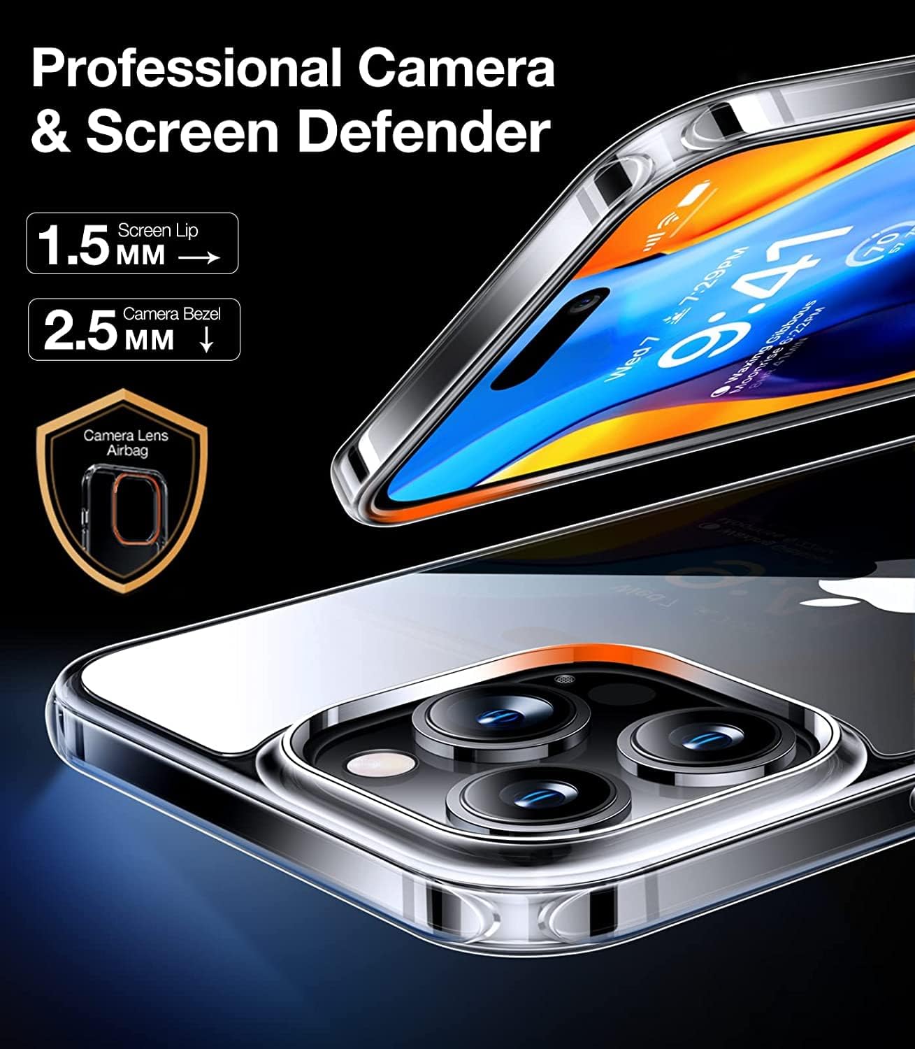 Coques Transparentes Torras pour iPhone 15 Pro Max- Protection Ultime de l’Écran et de la Caméra