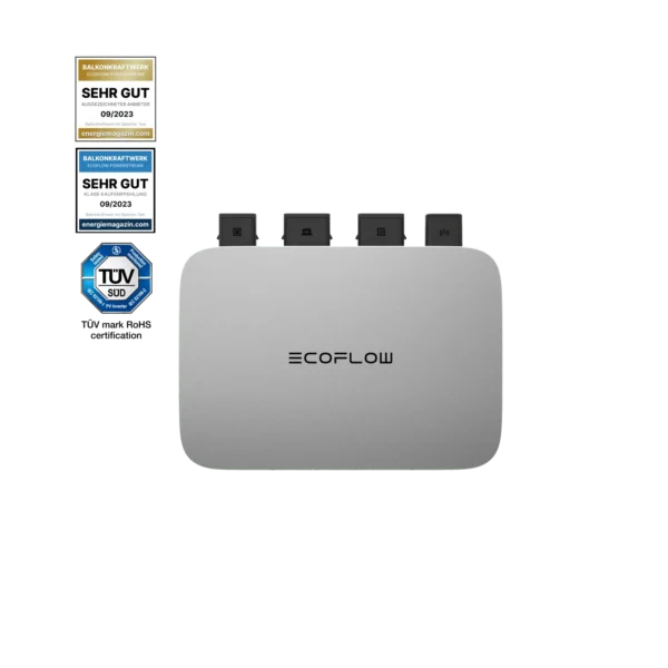 Micro-onduleur EcoFlow PowerStream 800W avec certifications TÜV et tests de qualité.