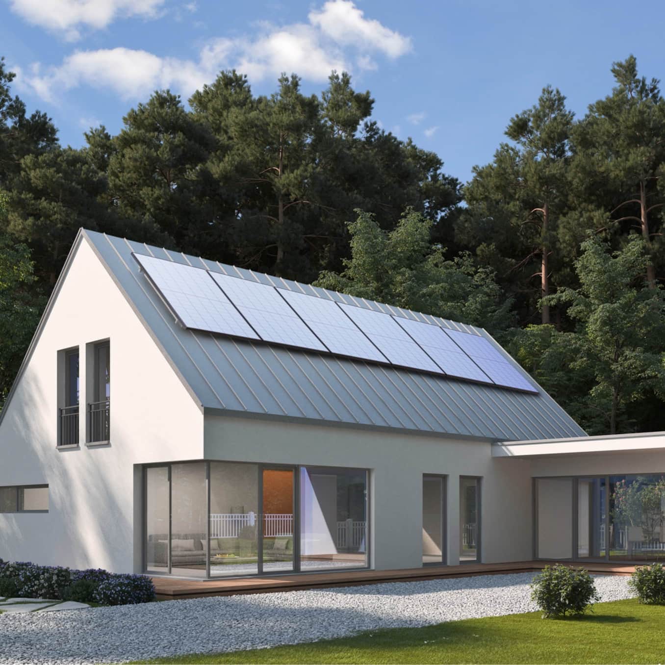 Panneaux solaires rigides 400W (lot de 2) – EcoFlow installés sur une maison