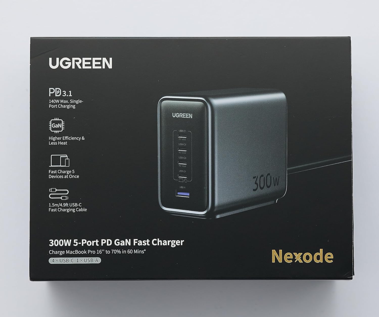 UGREEN Nexode 300W 5 Ports USB C Chargeur Station GaN PD 3.1 PPS Compatible avec 140W – 10