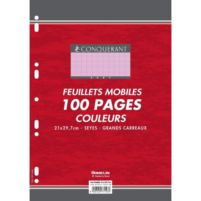 feuilles-simple-a4-210-X-297-mm-seyes-etui-de-200-feuillets-mobiles-conquerant