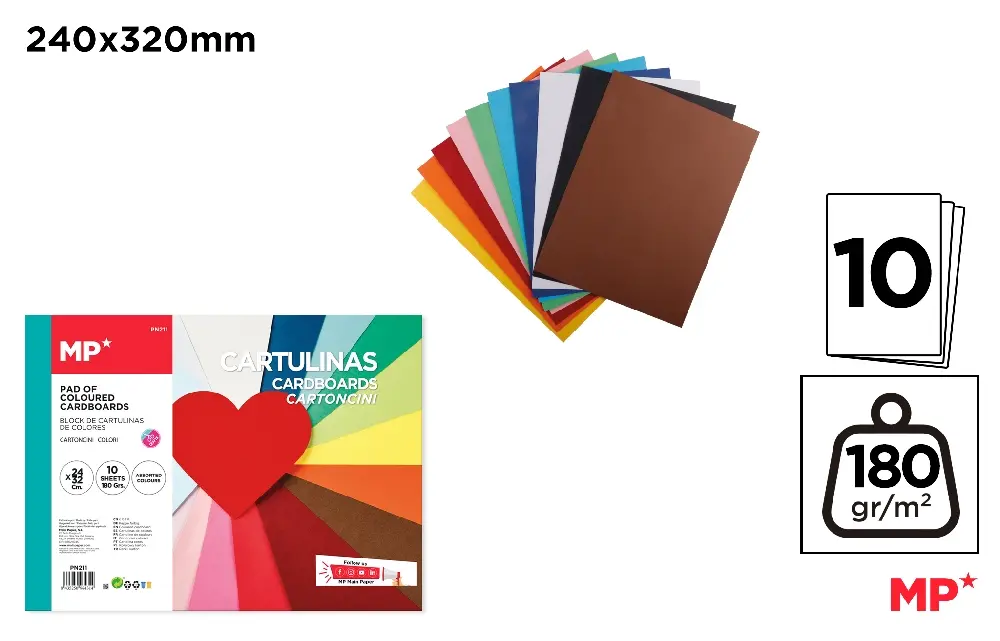 Bloc de papier cartonné coloré 10 feuilles 180g – Madrid Papel